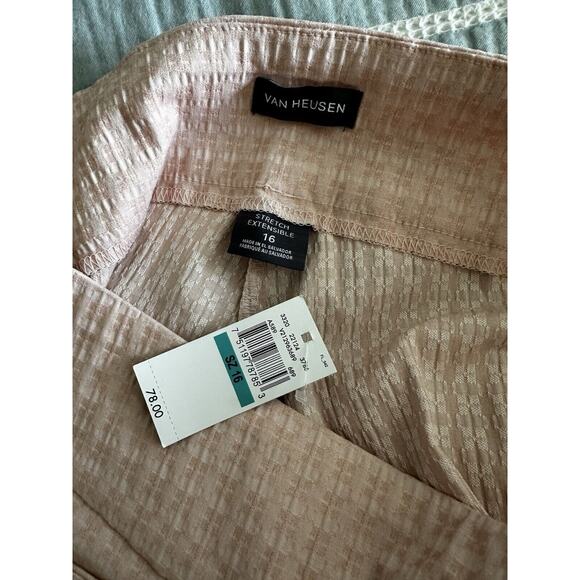 New Van Heusen Pink Textured Pull On Stretch Trouser Work Pants Career Size 16 - Picture 5 of 5